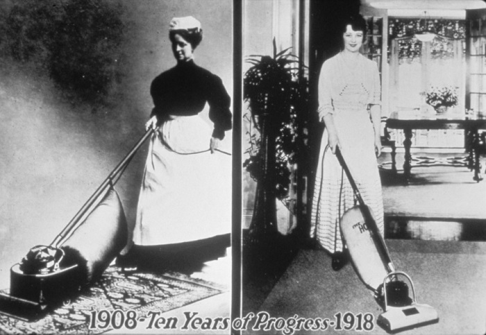 Les premiers aspirateurs verticaux de W. Hoover entre 1908 et 1918