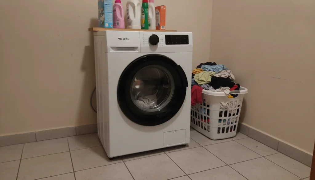 Lave-linge Valberg 9 kg WF 914 dans une buanderie