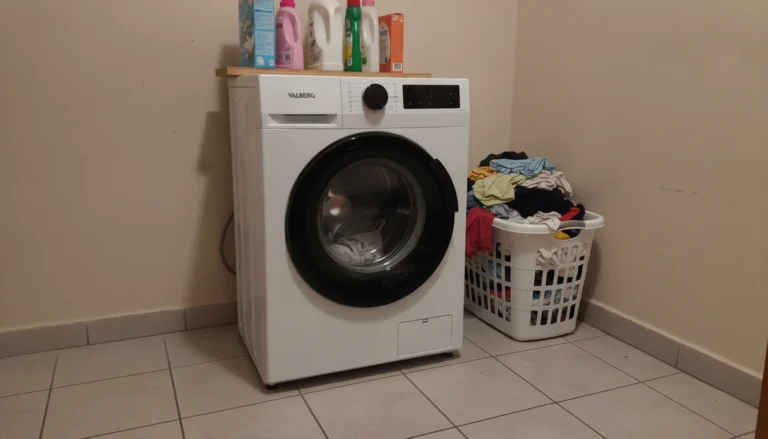 Lave-linge Valberg 9 kg WF 914 dans une buanderie