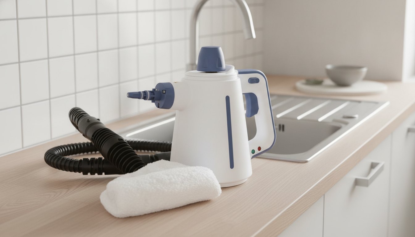Nettoyeur vapeur Silvercrest sur le plan de travail