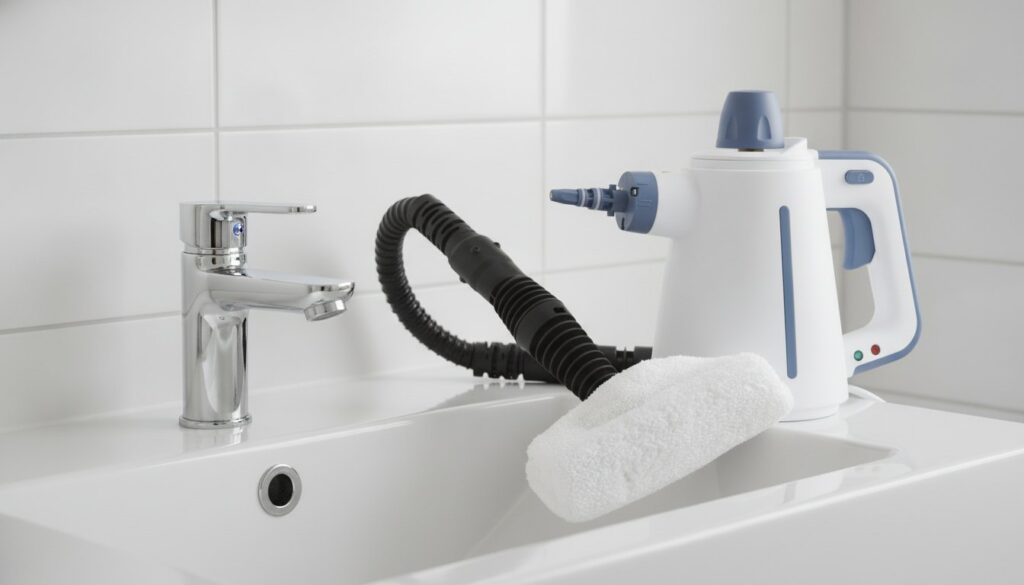 Nettoyeur vapeur Silvercrest sur un lavabo