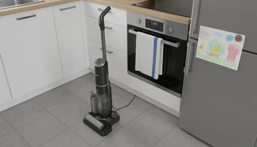 Aspirateur laveur Valberg FL5 sur son socle de charge