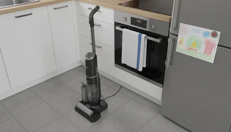 Aspirateur laveur Valberg FL5 sur son socle de charge